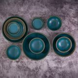  Aphrodite - Family Set 10pcs - Bộ bàn ăn 4 người xanh ngọc bích viền nâu (matte) (10 món) 