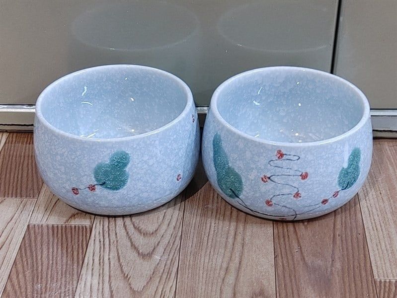  Bowl 14 x 9cm - Tô 14 x 9cm màu xám phun vẽ lá (Leaf Dance collection) 