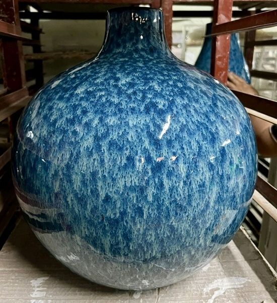  Vase 42cm - Bình bông tròn 42cm xanh dương phun bơ 