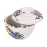  Cream - Bowl w/ Lid 21cm - Thố có nắp 21cm màu kem hoa mẫu đơn (Peony collection) 