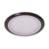  Blanche - Round Plate 25cm - Dĩa tròn vành 25cm lộc phát vành nâu tủa lòng trắng 