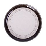  Blanche - Round Plate 25cm - Dĩa tròn vành 25cm lộc phát vành nâu tủa lòng trắng 