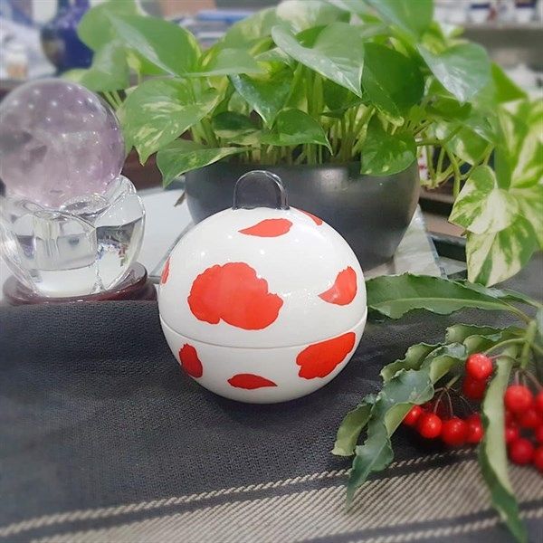  Décor - Hũ tròn nhỏ có nắp decal hoa hồng 