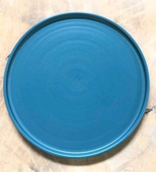  Aqua - Round Flat Plate 22cm - Dĩa tròn vành đứng 22cm xanh biển không viền (matte) 