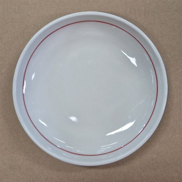  Cream - Round Coupe Plate 16cm - Dĩa ảo 16cm màu kem bắt chỉ màu đỏ 