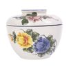 Cream - Bowl w/ Lid 21cm - Thố có nắp 21cm màu kem hoa mẫu đơn (Peony collection) 