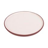  Terracotta - Round Flat Plate 26cm - Dĩa tròn vành đứng 26cm tử sa tráng lòng kem 