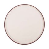  Terracotta - Round Flat Plate 22cm - Dĩa tròn vành đứng 22cm tử sa tráng lòng kem 