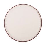  Terracotta - Round Flat Plate 26cm - Dĩa tròn vành đứng 26cm tử sa tráng lòng kem 
