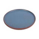  Terracotta - Round Flat Plate 22cm - Dĩa tròn vành đứng 22cm tử sa phun xanh ngọc bích 