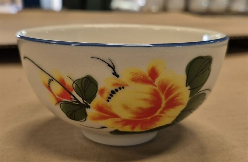  Cream - Rice Bowl 11.5 x 6cm - Chén cơm 11.5 x 6cm màu kem hoa mẫu đơn vàng (Peony collection) 