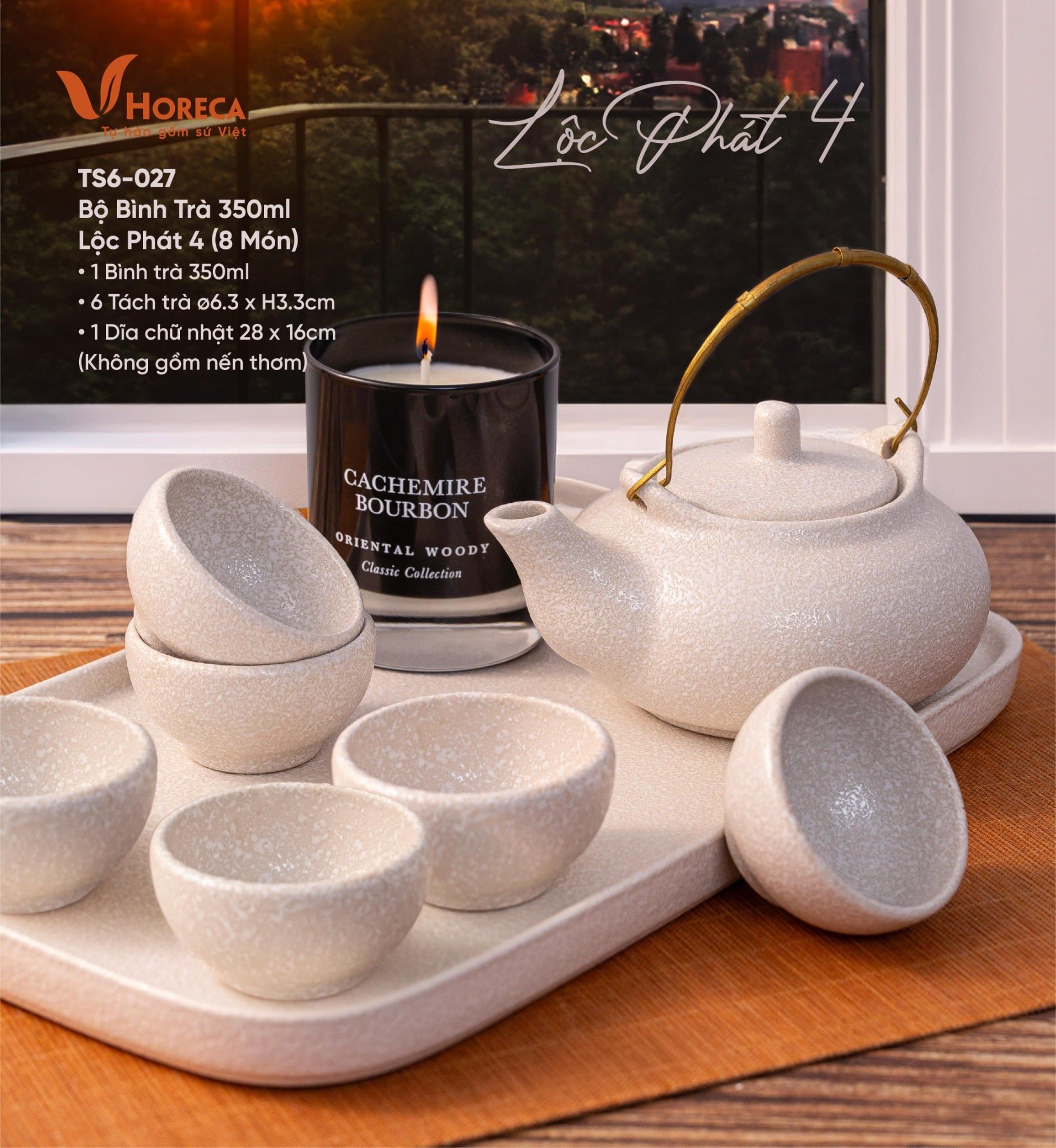  Blanche - Tea Set 350ml (6 pax) - Bộ bình trà 350ml lộc phát 4 - Không hộp 