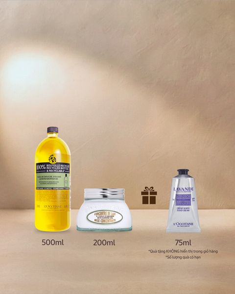 Bộ Kem Dưỡng Thể Và Dầu Tắm Hạnh Nhân Refill