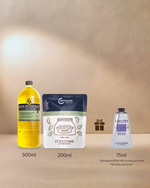 Bộ Kem Dưỡng Thể Và Dầu Tắm Hạnh Nhân Refill