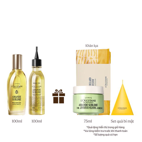 [Phiên Bản Mới] Bộ Dầu Dưỡng Thể Hạnh Nhân Và Chai Refill