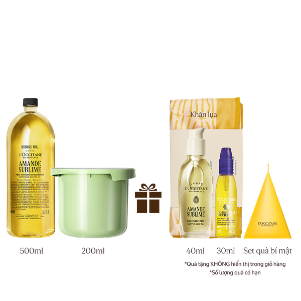 [Phiên Bản Mới] Bộ Refill Dầu Tắm và Kem Dưỡng Ẩm Săn Chắc Da Hạnh Nhân