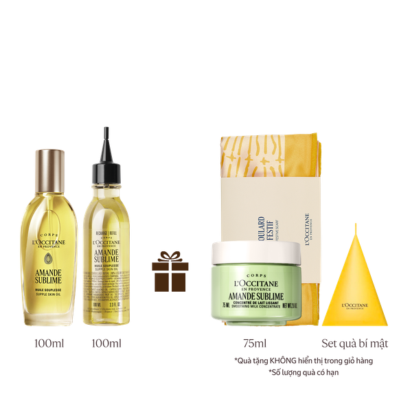 [Phiên Bản Mới] Bộ Dầu Dưỡng Thể Hạnh Nhân Và Chai Refill