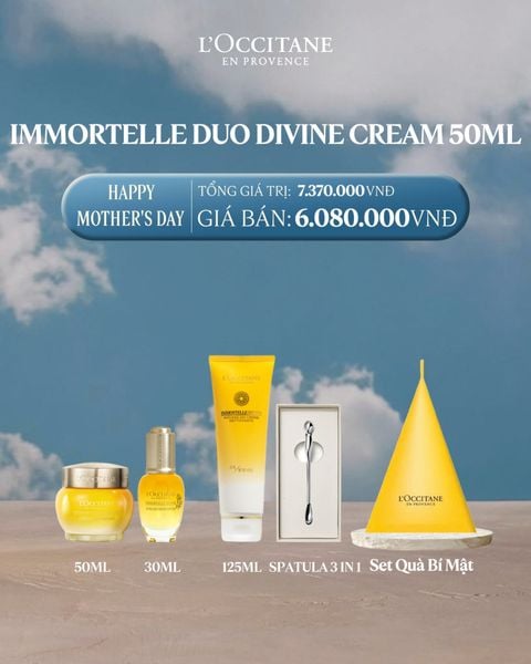 Bộ đôi chăm sóc da mặt cúc trường sinh tặng bộ chăm sóc da mặt tại nhà và hộp quà bí mật