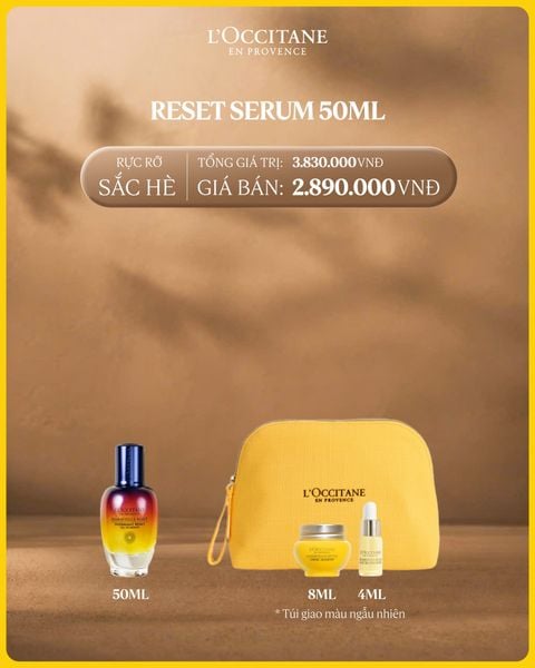 Tinh Chất Tái Sinh Quyền Năng 50ml Tặng Bộ Sản Phẩm Chăm Sóc Da Mặt Cúc Trường Sinh Và Túi L'Occitane