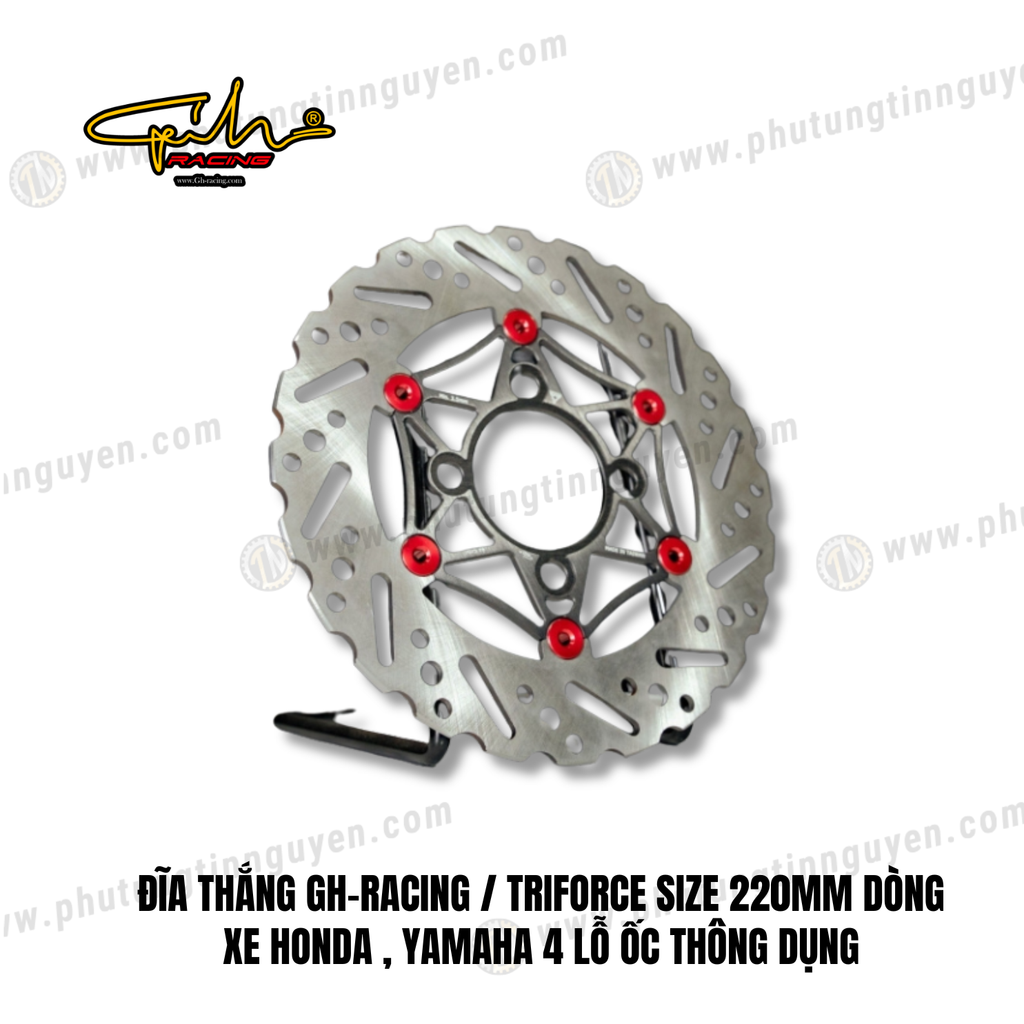 ĐĨA THẮNG GH-RACING / TRIFORCE SIZE 220MM DÒNG XE HONDA , YAMAHA 4 LỖ ỐC THÔNG DỤNG