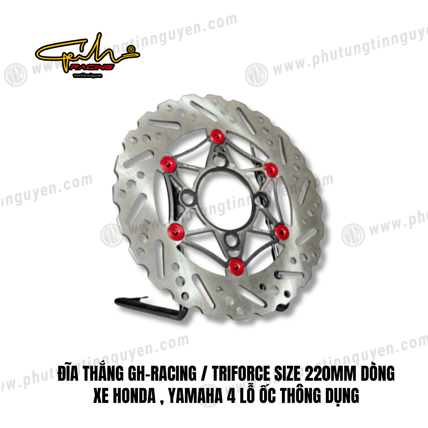  ĐĨA THẮNG GH-RACING / TRIFORCE SIZE 220MM DÒNG XE HONDA , YAMAHA 4 LỖ ỐC THÔNG DỤNG 