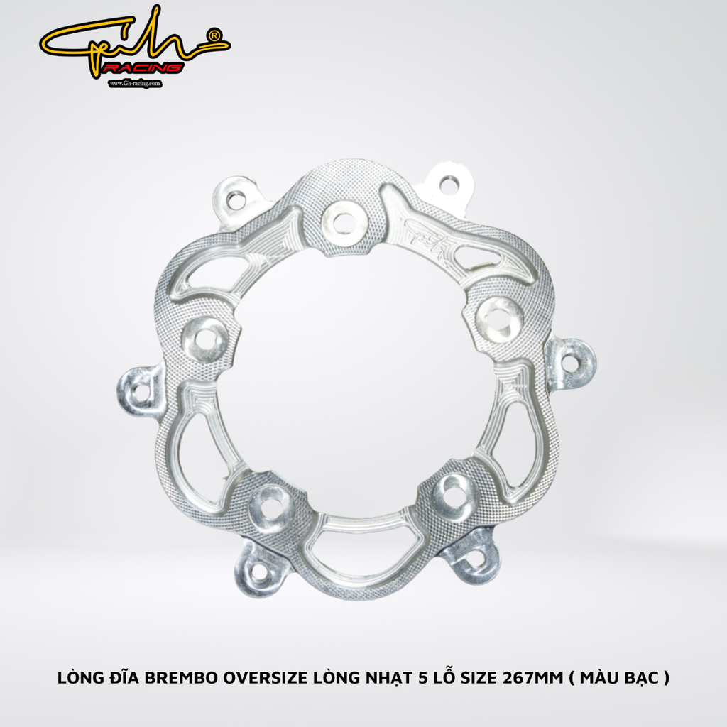 LÒNG ĐĨA CNC BREMBO OVERISZE LÒNG NHẠT 5 LỖ SIZE 267MM GH-RACING