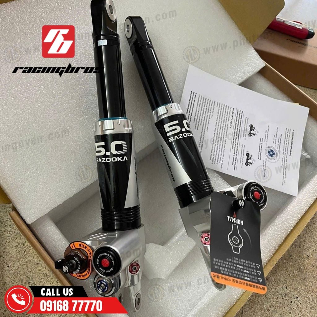 Phuộc hơi Racing Bros Bazooka 5.0 có bình dầu cho mọi dòng xe chính hãng có bảo hành