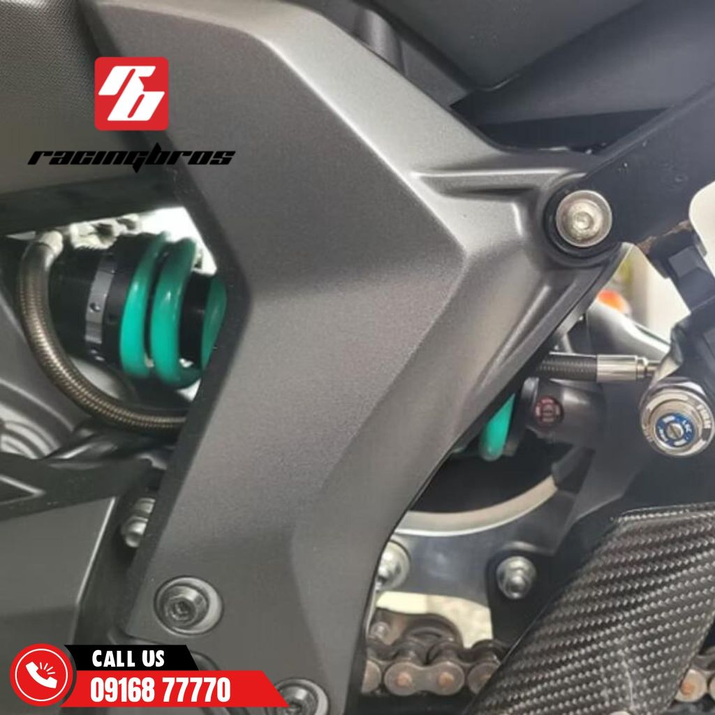 Phuộc Racing Bros SHICANE HLR REMOTE bình dầu xe R15 V3 chính hãng lò xo đen có bảo hành