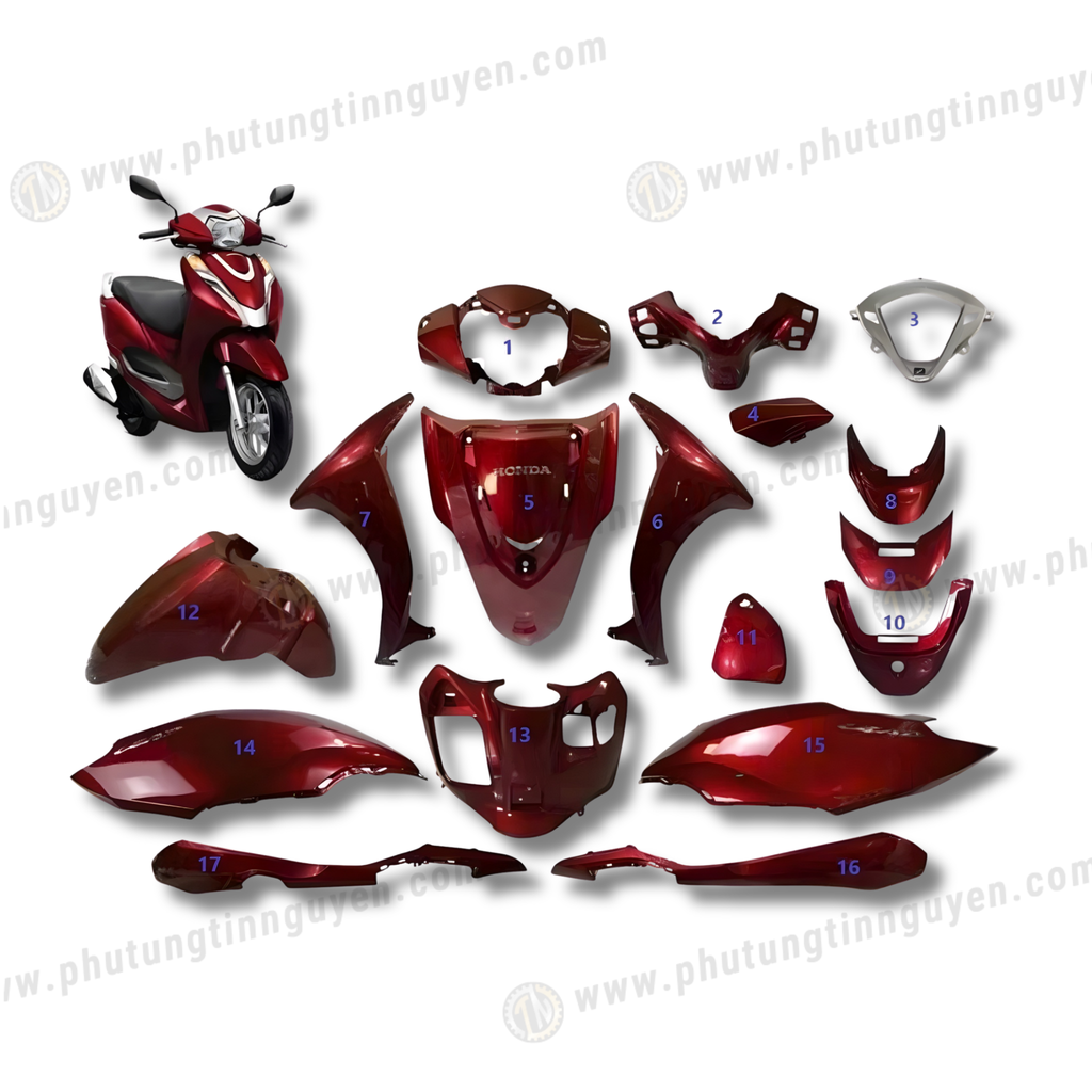 Dàn áo lead 125 4 val van 2022 2023 2024 màu ĐỎ