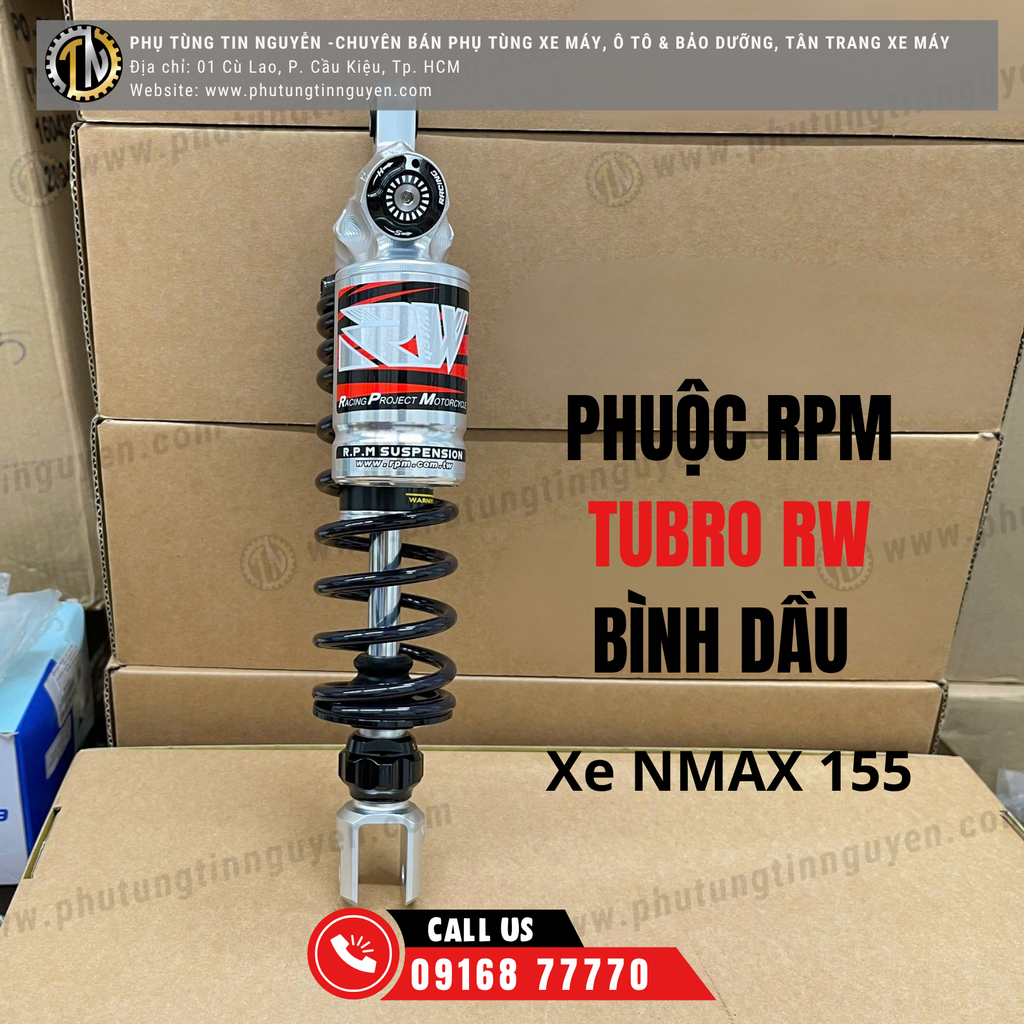 Cặp phuộc RPM RW TURBO có bình dầu cho NMAX 155