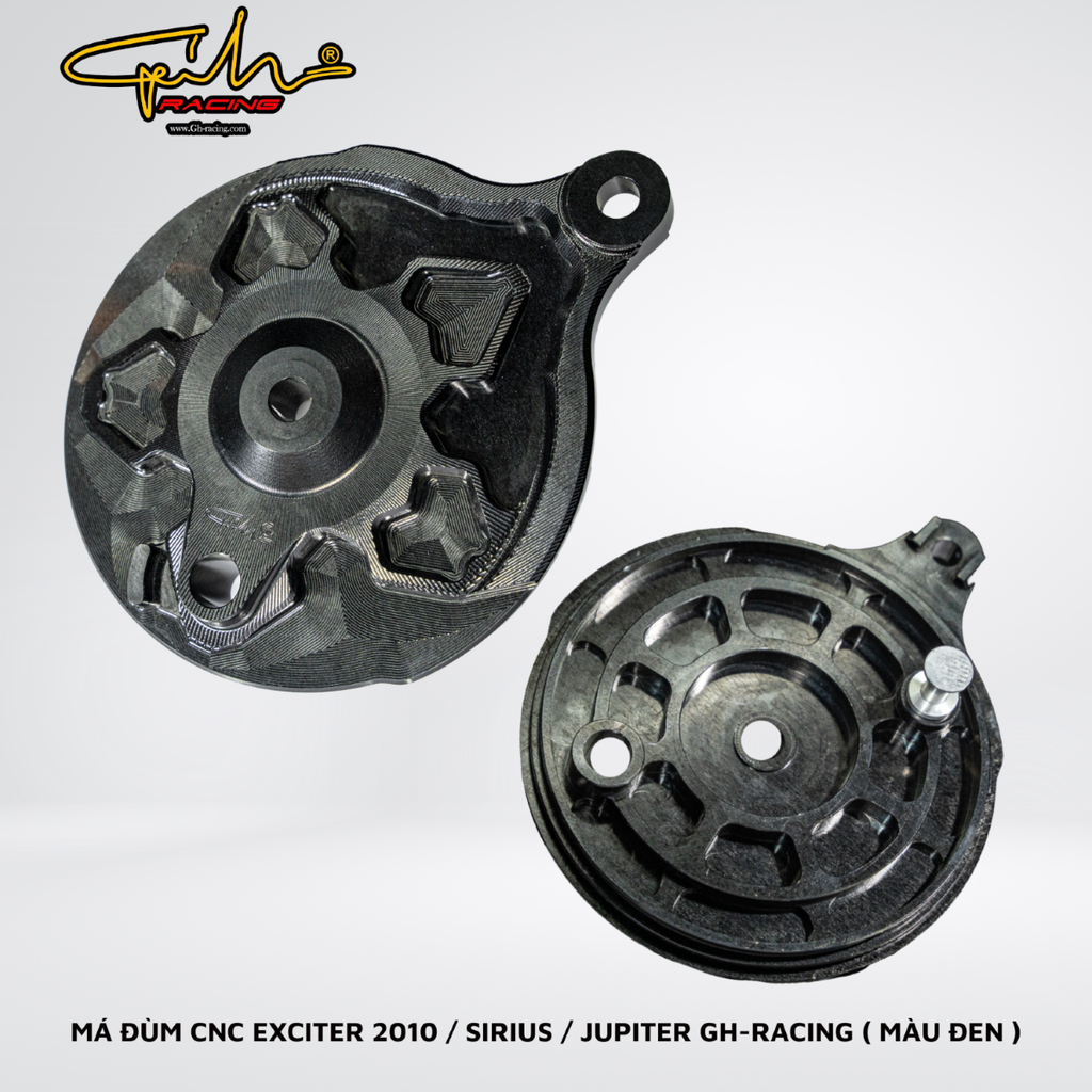 Má Đùm CNC Sirius, Jupiter, Exciter 2010 Đen GH-Racing