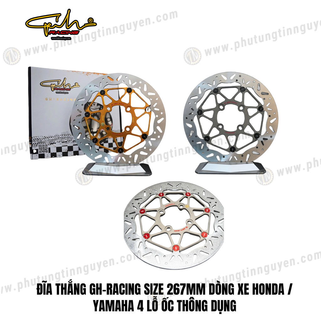ĐĨA THẮNG GH-RACING SIZE 267MM DÒNG XE HONDA / YAMAHA 4 LỖ ỐC THÔNG DỤNG