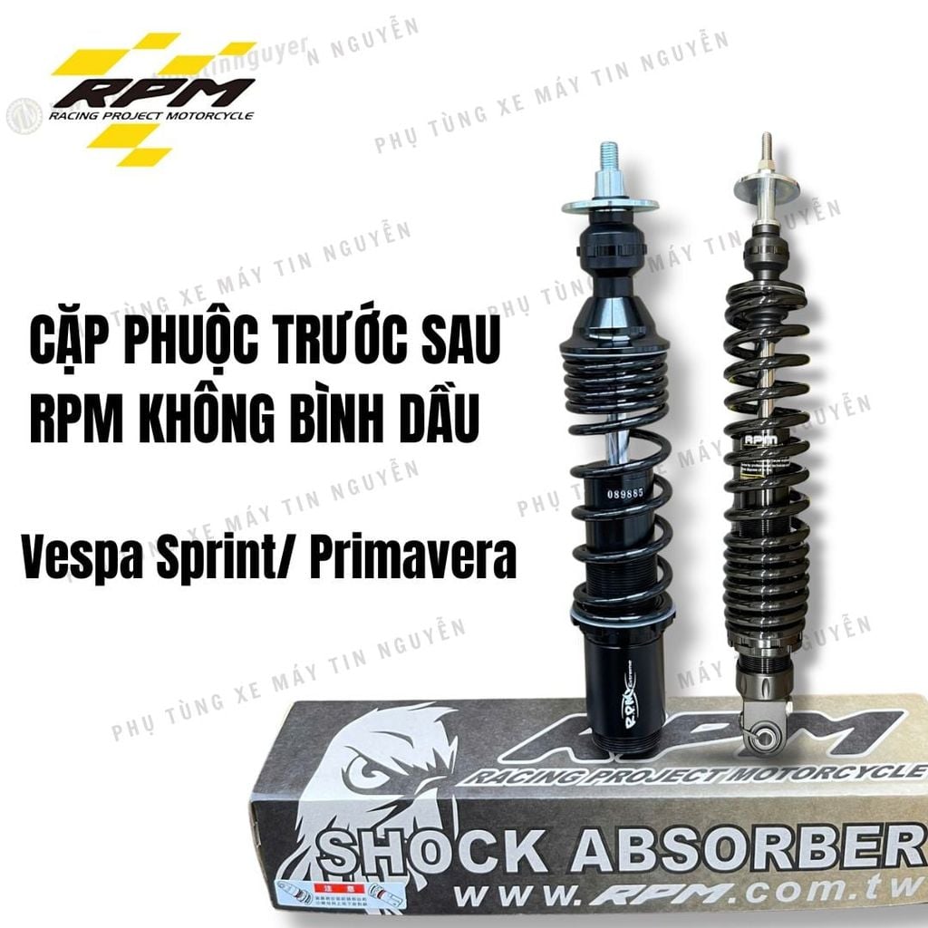 Phuộc sau RPM KHÔNG bình dầu cho xe Vespa Sprint/Primavera lò xo đen chính hãng có bảo hành