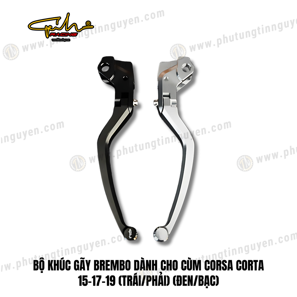 BỘ KHÚC GÃY BREMBO DÀNH CHO CÙM CORSA CORTA 15-17-19 (TRÁI/PHẢI) (ĐEN/BẠC) GH-RACING