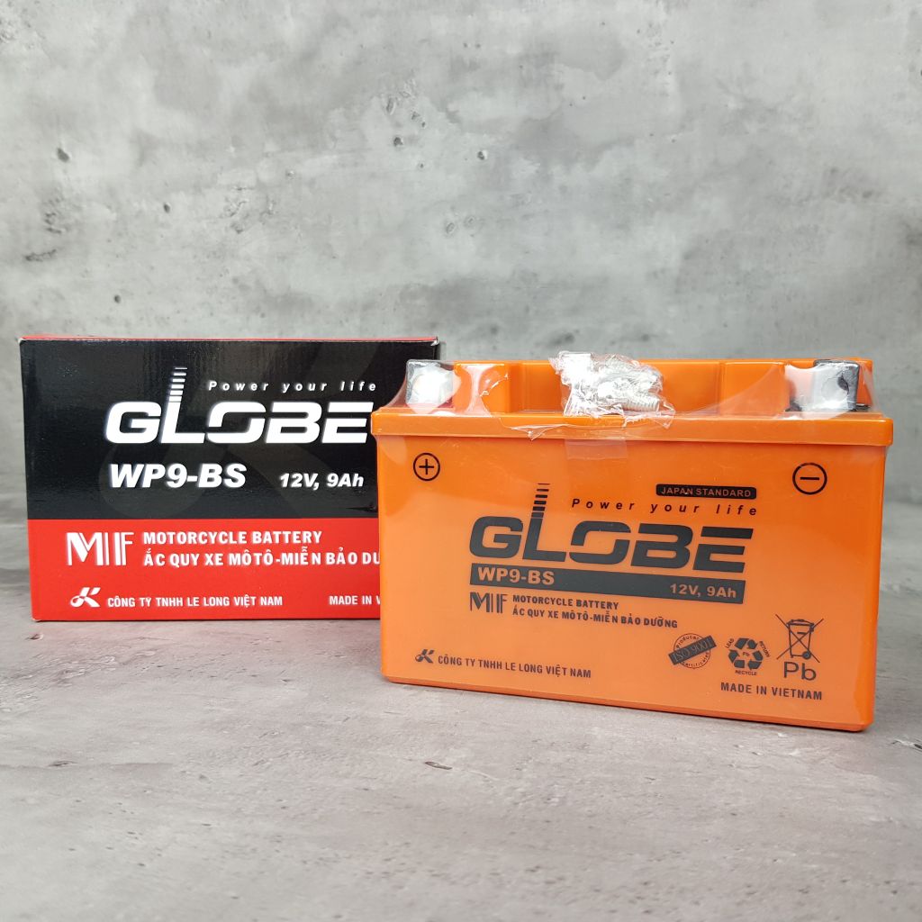 Bình ắc quy xe máy Spacy GLOBE WP9BS (12V-9Ah)