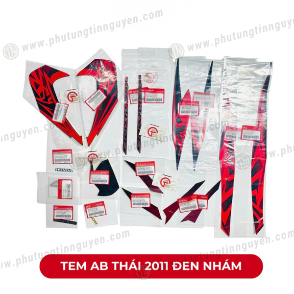  Bộ Tem Dán Xe Air Blade AB 110 Thái Đủ Các Màu Hàng Thái Lan màu đen đỏ nhám 
