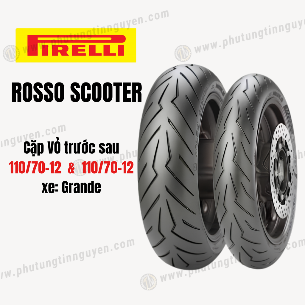 Cặp vỏ Pirelli DIABLO ROSSO SCOOTER trước sau  dành cho Grande Size 110/70-12  &  110/70-12