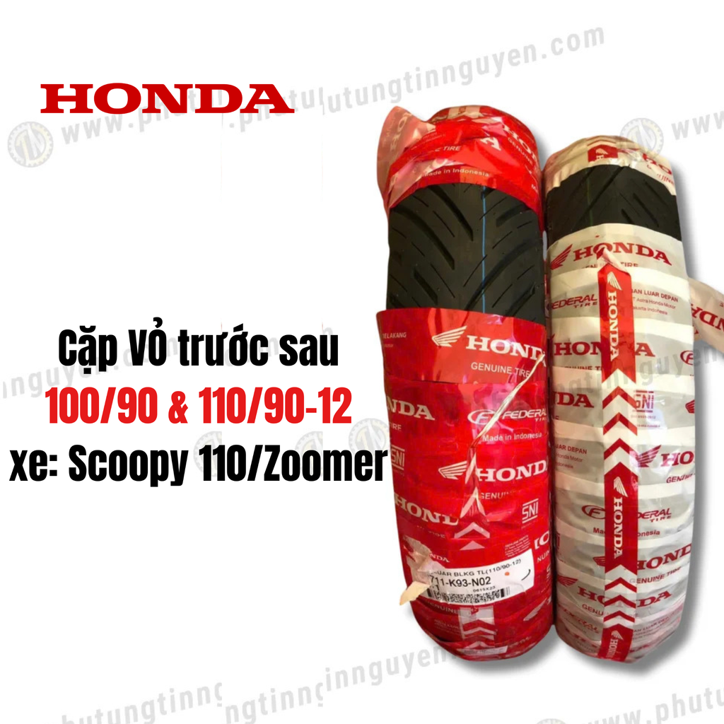 Cặp vỏ Dunlop trước sau  dành cho Scoopy 110/ Zoomer X Thái Lan 110/90-12 - 100/90-12