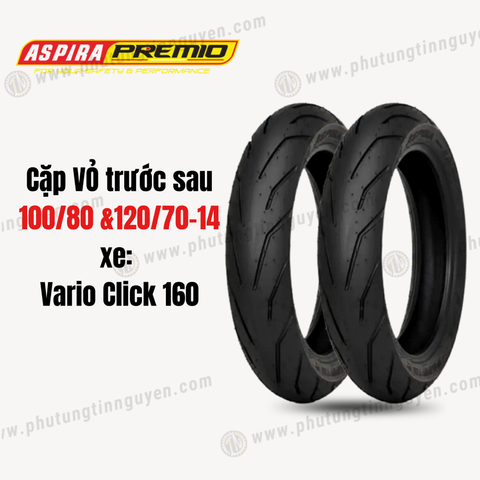  Cặp vỏ Aspira Premio Sportivo 2 trước sau  dành cho Vario Click 160 100/80-14  &  120/70-14 