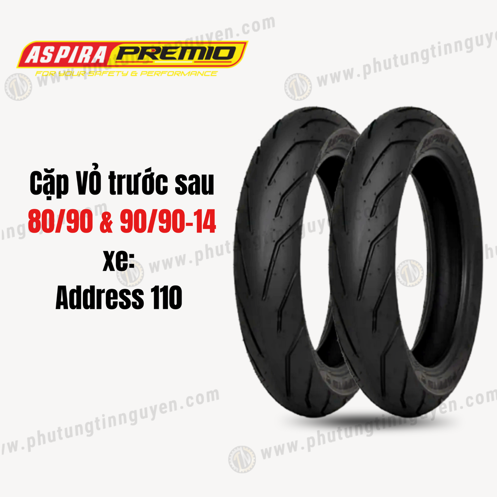 Cặp vỏ Aspira Premio Sportivo 2 trước sau  dành cho Address 110 80/90-14 & 90/90-14