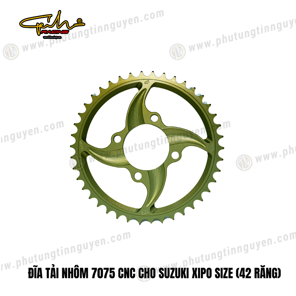 ĐĨA TẢI NHÔM 7075 CNC CHO SUZUKI XIPO SIZE (42 RĂNG) GH-RACING