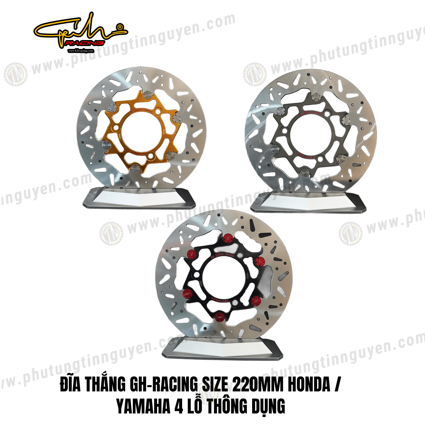  ĐĨA THẮNG GH-RACING SIZE 220MM HONDA / YAMAHA 4 LỖ THÔNG DỤNG 