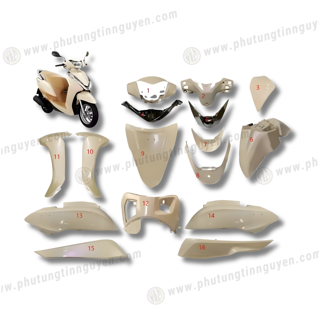 Dàn áo lead 125 2013 2014 2015 2016 màu VÀNG KEM NHẠT