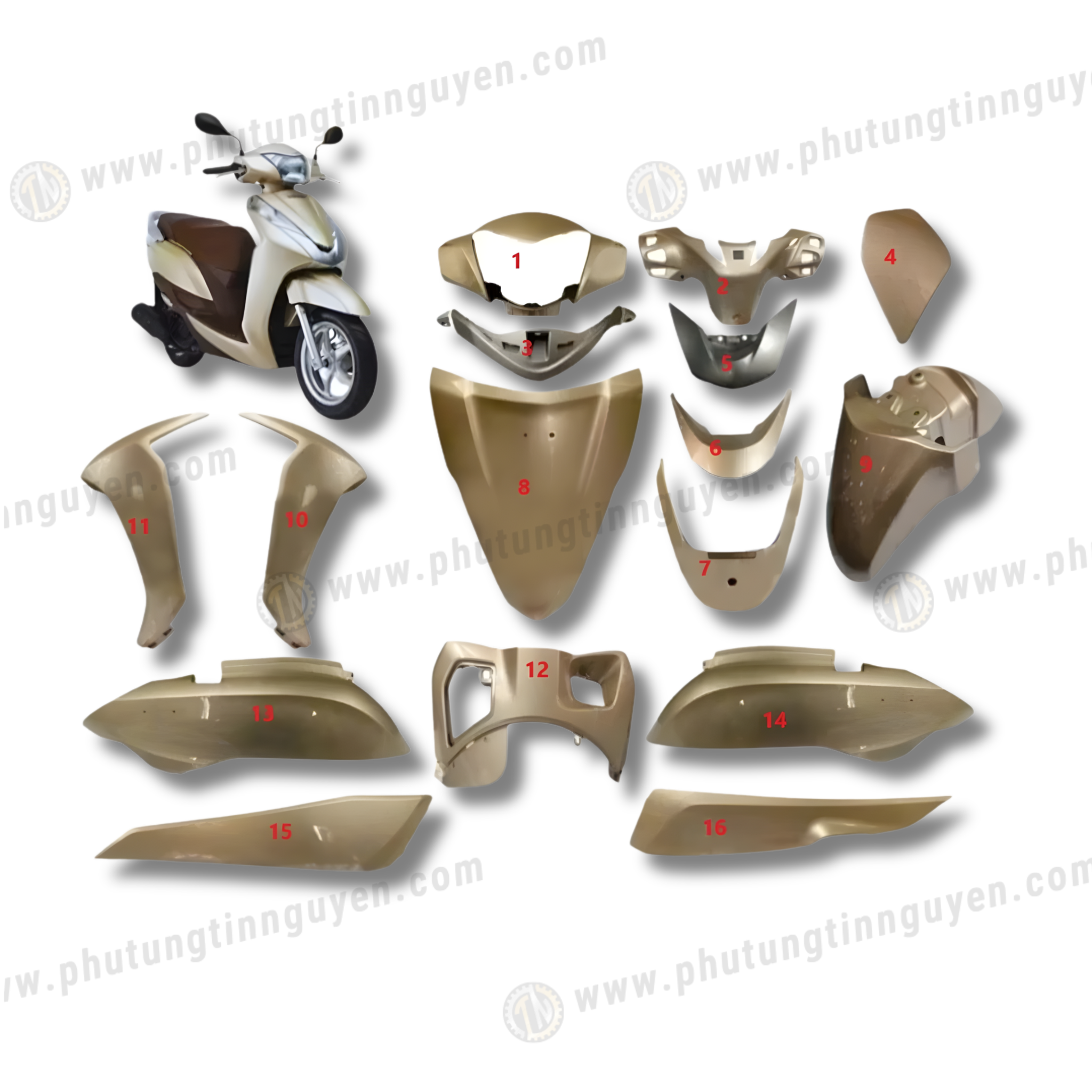  Dàn áo lead 125 2014 2015 2016 màu ĐỒNG LỢT 