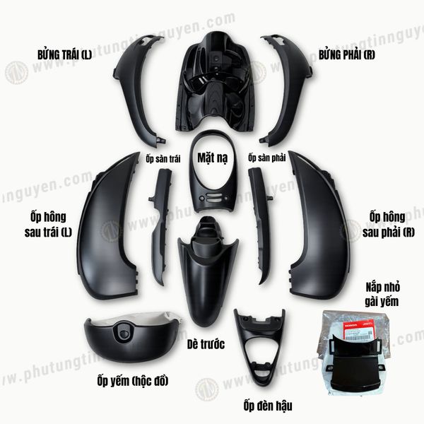  Dàn áo xe Scoopy màu đen nhám đời 2012 - 2016 12 món 