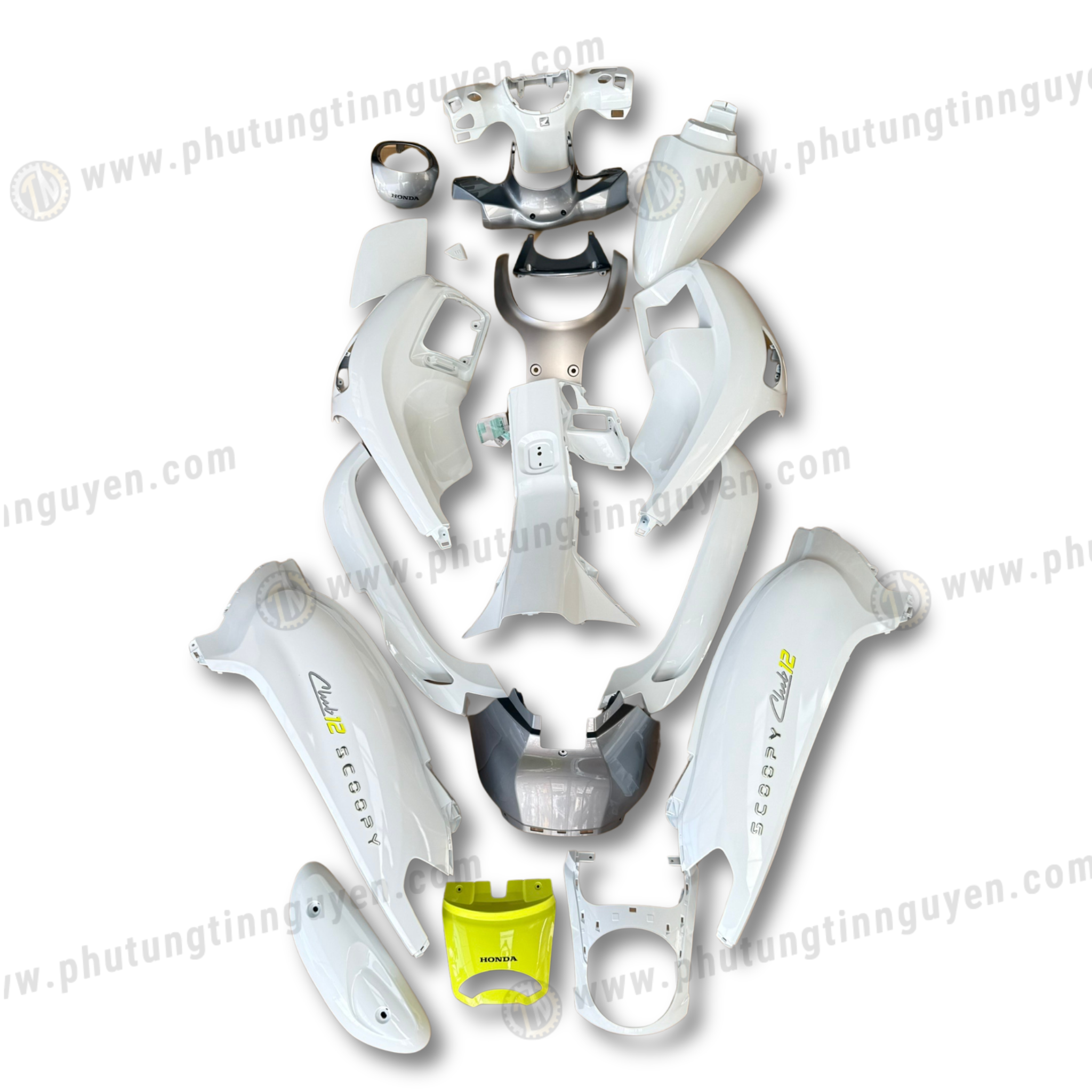  Dàn áo xe Scoopy 2025 đời mới màu trắng full bộ 19 món 