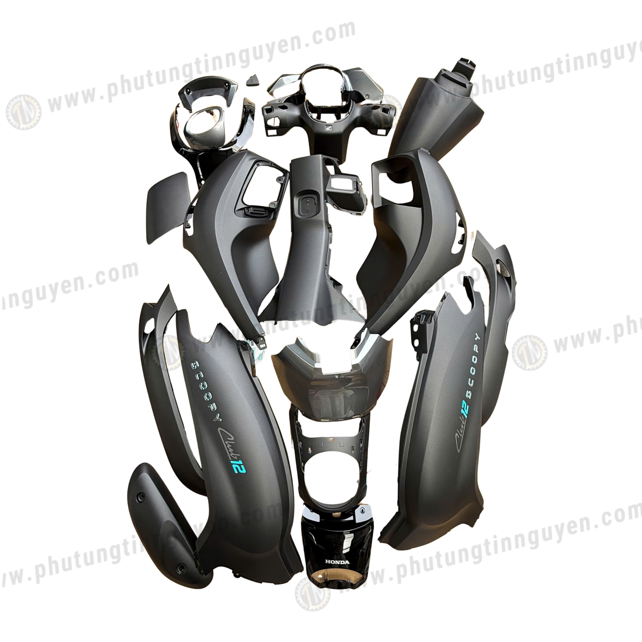  Dàn áo xe Scoopy 2025 đời mới màu đen nhám full bộ 19 món 