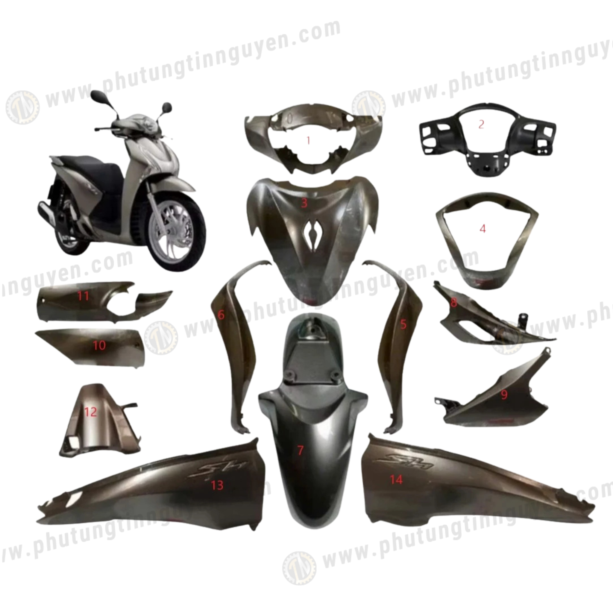  Dàn áo sh việt 125 150 2013 2014 2015 2016 màu XÁM BÓNG 