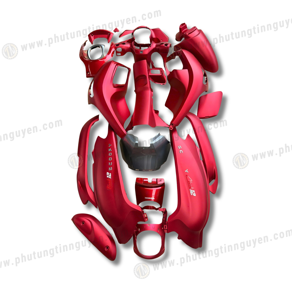 Dàn áo xe Scoopy 2025 đời mới màu đỏ nhám full bộ 19 món