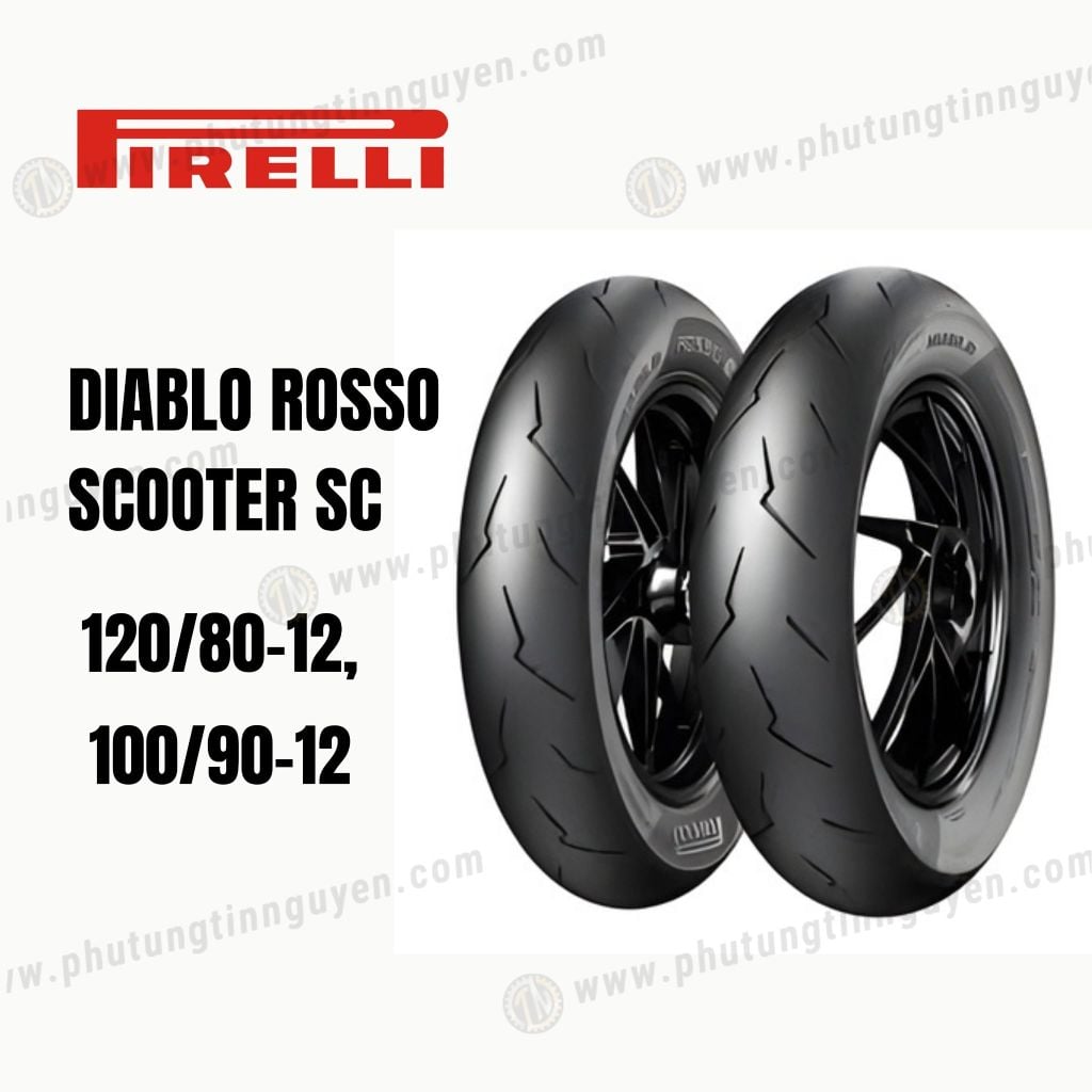 01 CẶP VỎ PIRELLI DIABLO ROSSO SCOOTER SC 120/80-12, 100/90-12 Xe Vespa, Stylo
